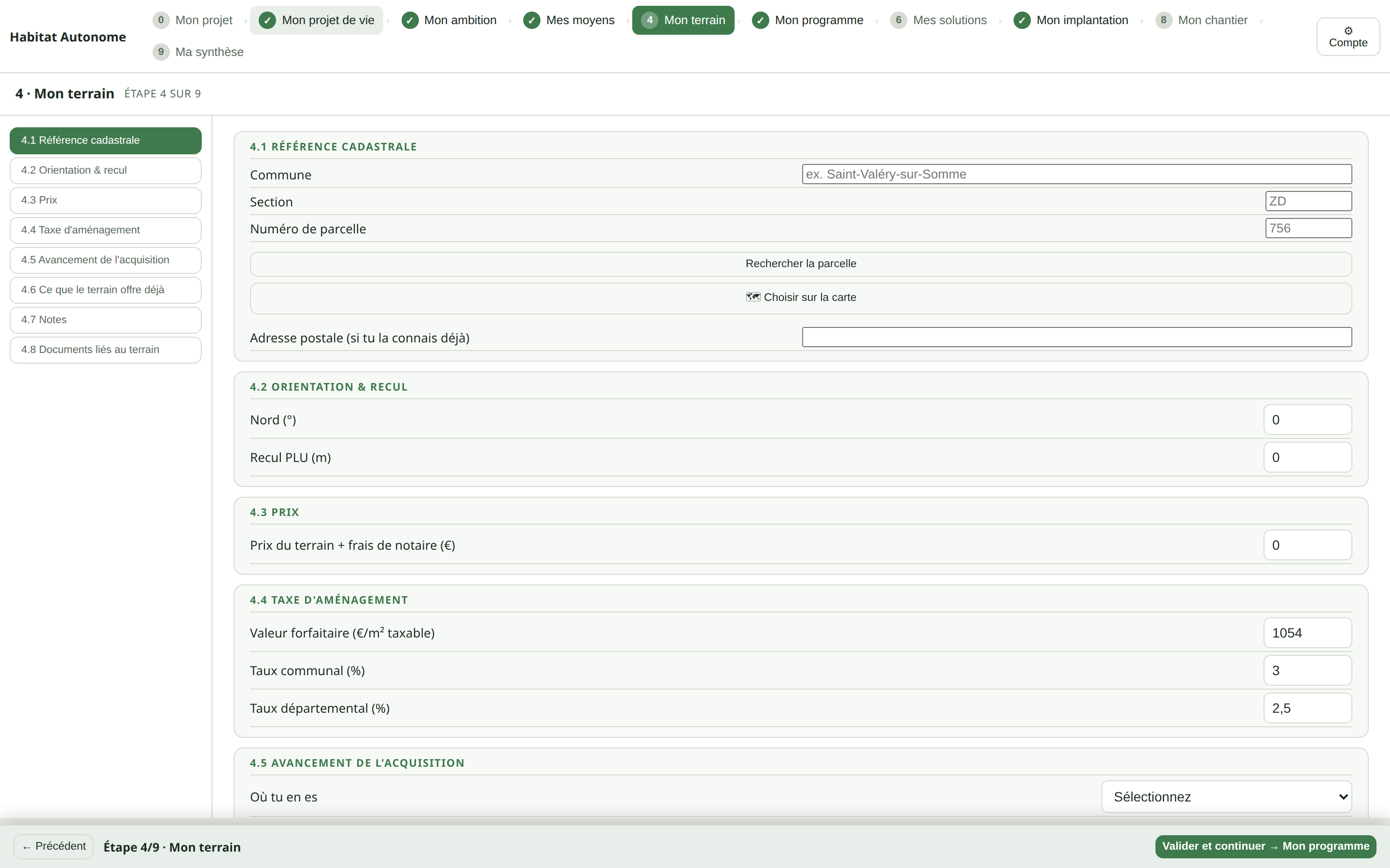 Importez votre parcelle depuis le cadastre
